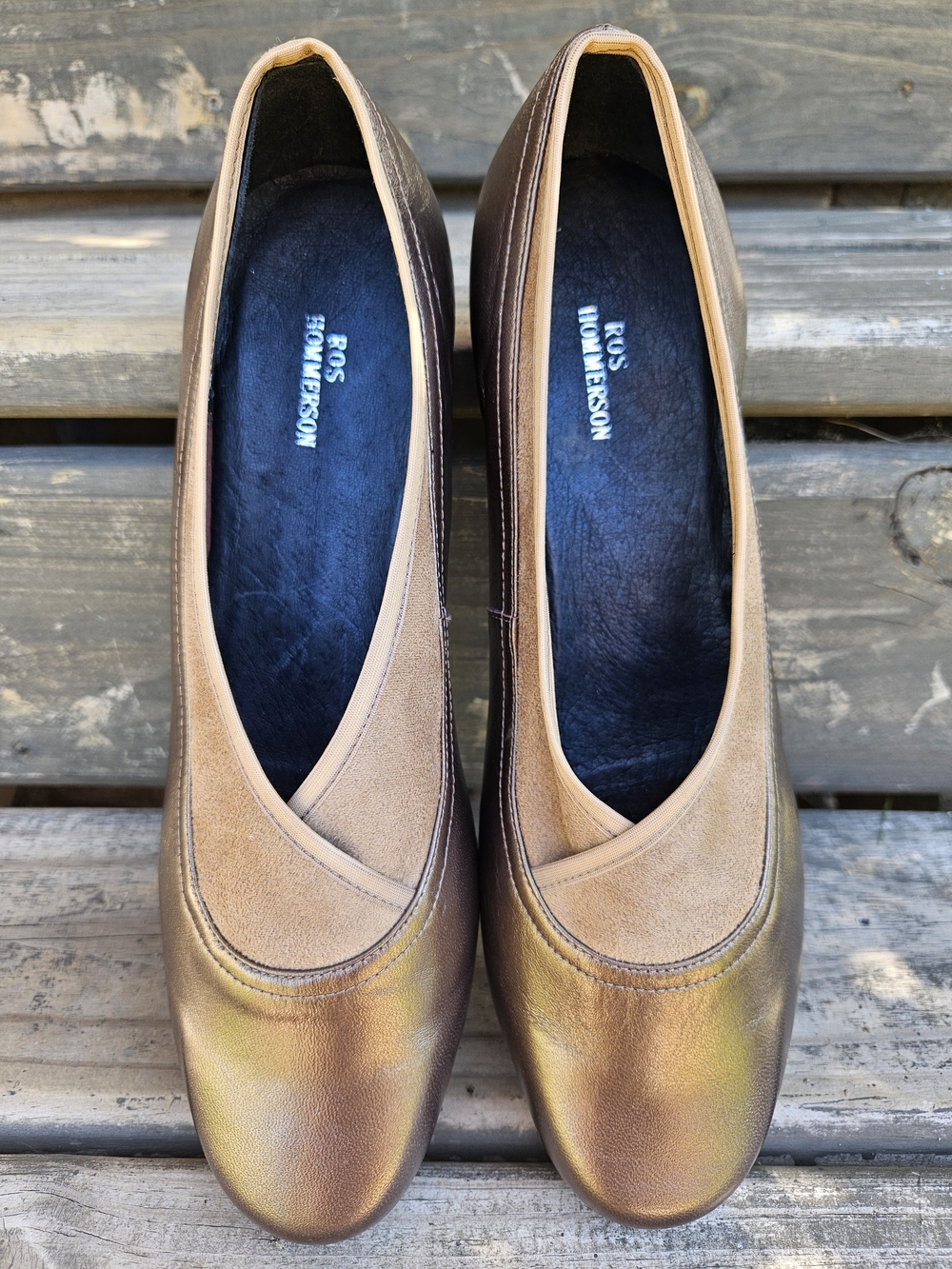 Ros Hommerson Marion Bronze Metallic Suede Ballet Flats 11M